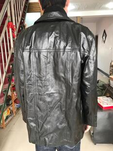 二手男士皮衣真皮外套男装羊皮头层皮 商务男士休闲皮西服领九新