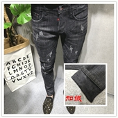 加绒加厚保暖修身 潮男长社会小伙快手红人 韩版 小脚牛仔裤 男冬新款