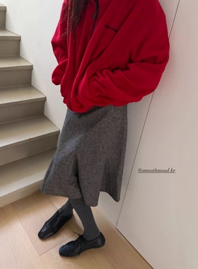 韩国设计师smo*thmo*d 纯色可系腰带百搭鱼尾裙 半身裙 秋冬靴裙