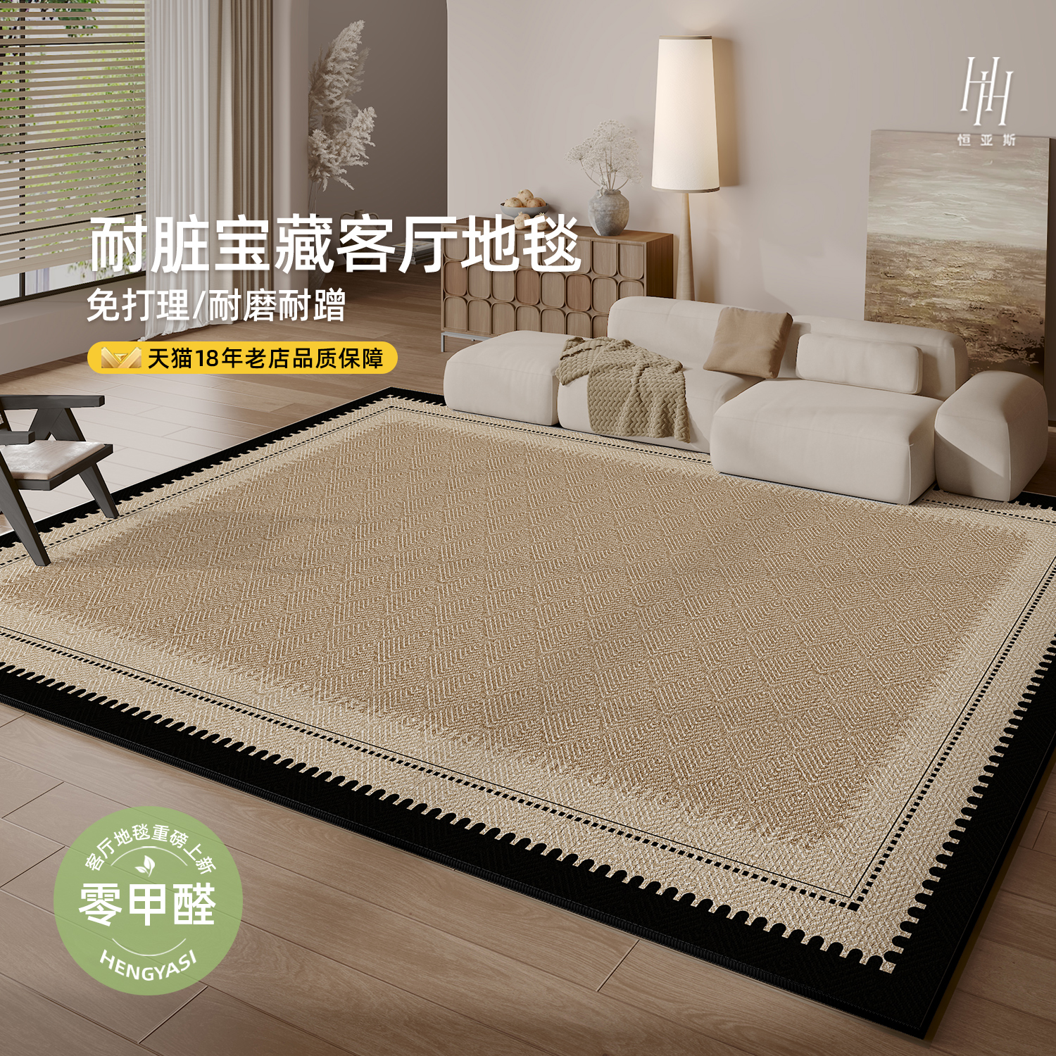 地毯客厅2025新款侘寂风防水房间床边毯轻奢高级家用沙发茶几地垫