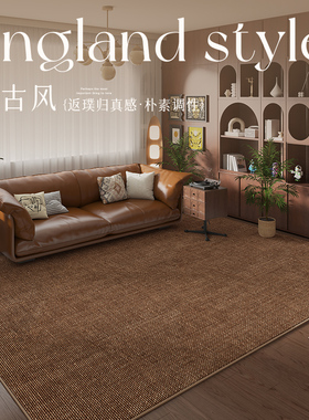 复古地毯客厅2026新款防水纯色免打理卧室床边毯中古美式圈绒地垫