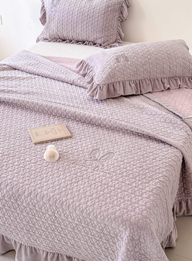 丽锦妃春野兔丽丝绒床盖三件套纯色卡通兔子秋冬保暖牛奶绒四件套