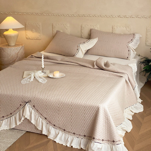 丽锦妃花间拾梦床盖三件套四件套公主风宫廷风蕾丝亚麻棉麻春秋被