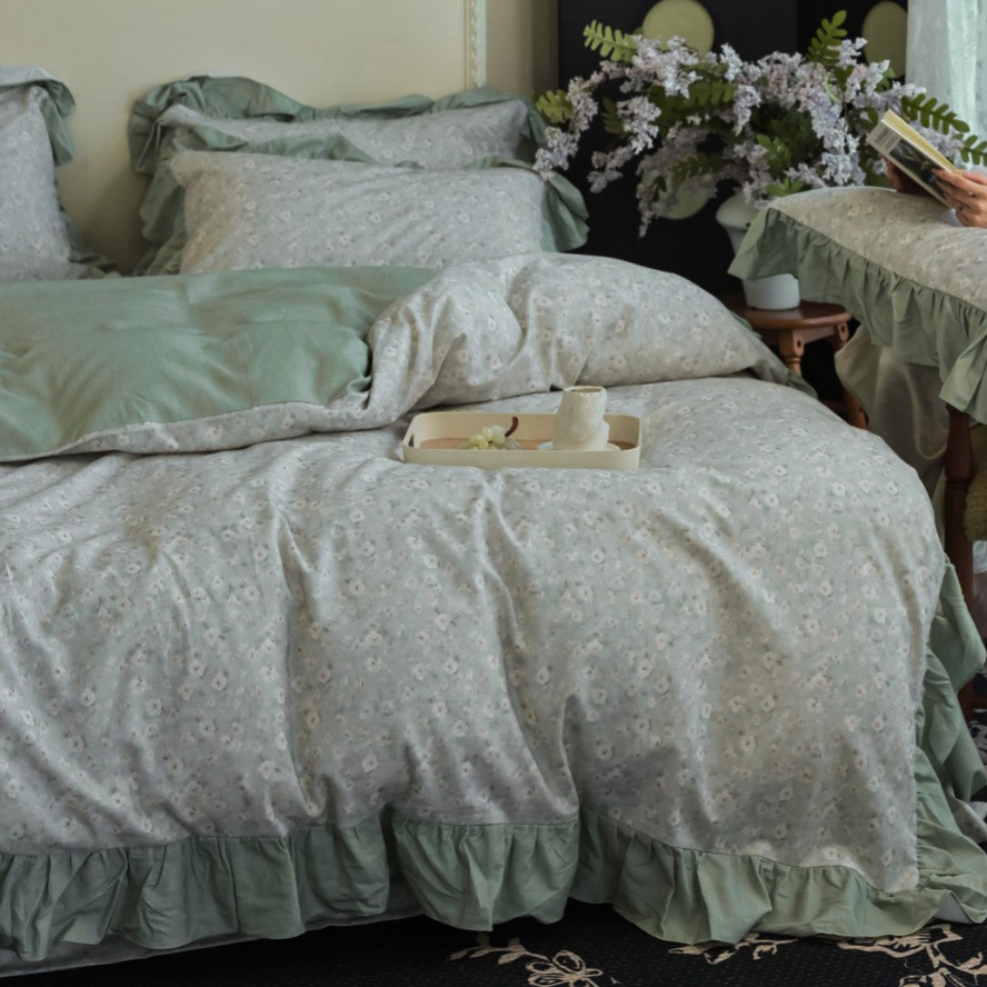 小清新田园花边碎花加厚全棉四件套被套纯棉磨毛床上用品秋冬,床上用品,床品套件/四件套/多件套,淘宝优惠券,粉丝福利购,淘宝优惠卷