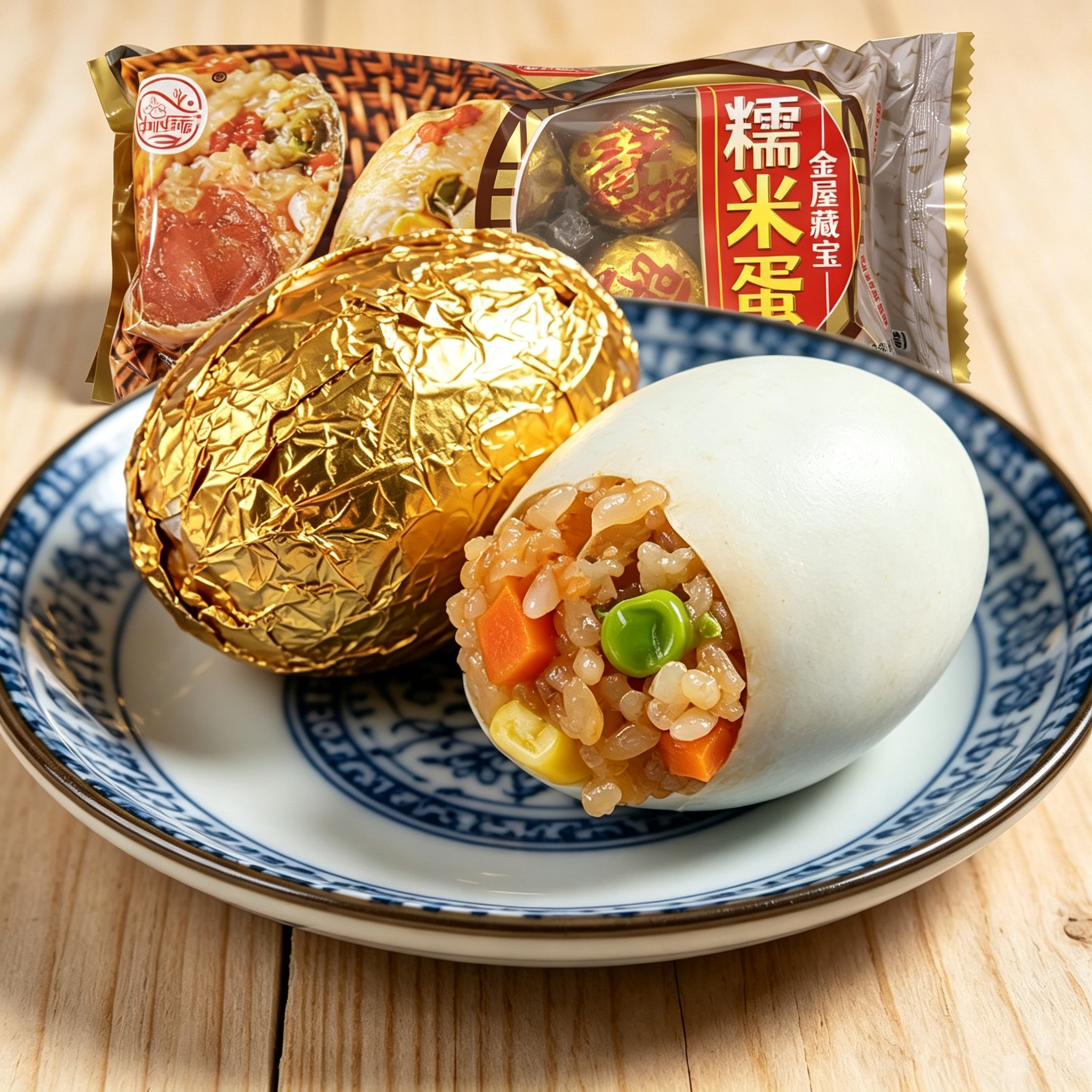 黄金糯米蛋 金屋藏宝 咸鸭蛋糯米饭特色手工美食网红小吃蛋黄粽子