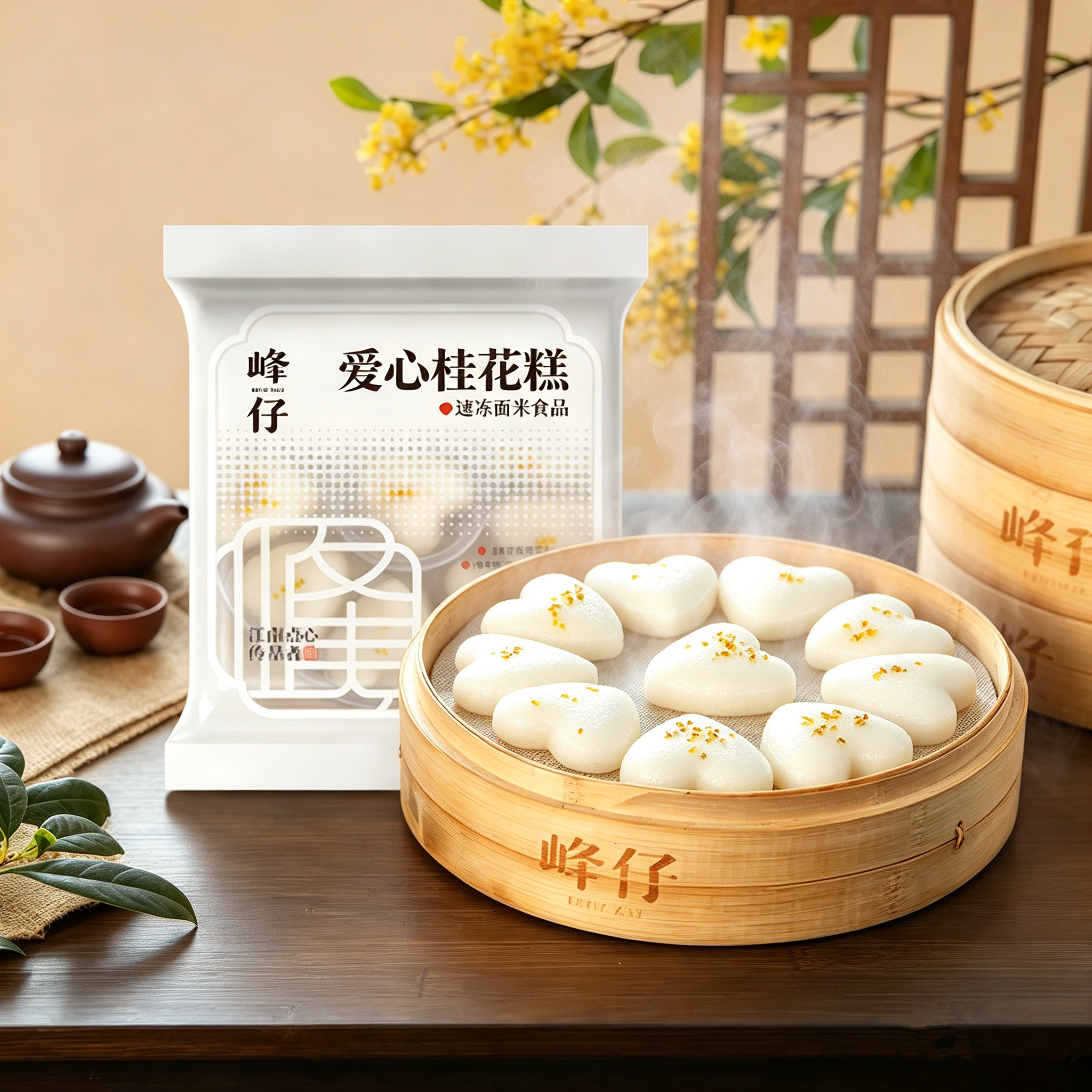 峰仔爱心桂花糕早餐半成品点心传统糕点手工糯米白糖发糕浙江特产