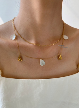 双层项链波西米亚风高级感锁骨链