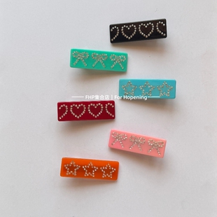 FHP 韩系ins小众设计甜酷镶钻爱心星星蝴蝶结边夹刘海鸭嘴夹发饰