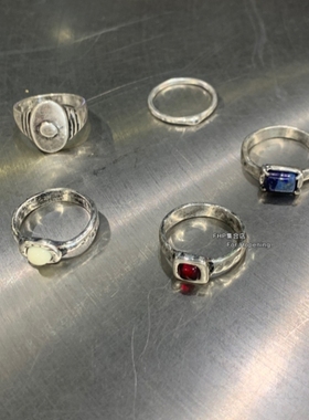 韩系小众设计做旧戒指手工捶打