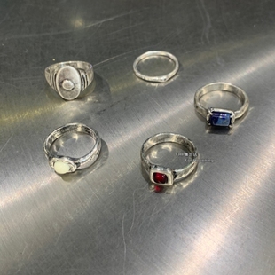 FHP 定制韩系小众设计mars25复古手工捶打戒指做旧简约叠戴高级感