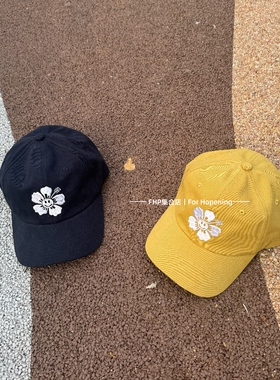 棒球帽男女同款弯檐扶桑花刺绣