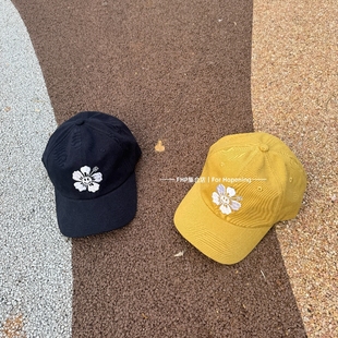 FHP 小众设计扶桑花笑脸刺绣男女同款棒球帽 百搭防晒遮阳鸭舌帽