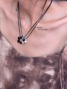 十月和晚非 韩国小众设计彩色琉璃花朵项链ins叠戴百搭锁骨链颈链