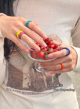 素圈彩色手工滴油戒指