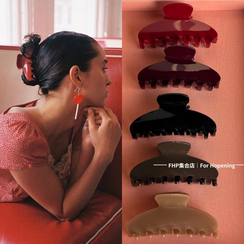 抓夹复古红大抓力后脑勺鲨鱼夹