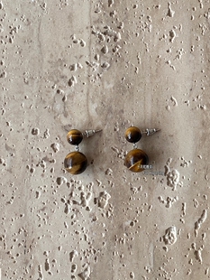 十月和晚非 小众SophieBuhai法式复古天然石双球耳钉高级感耳环女