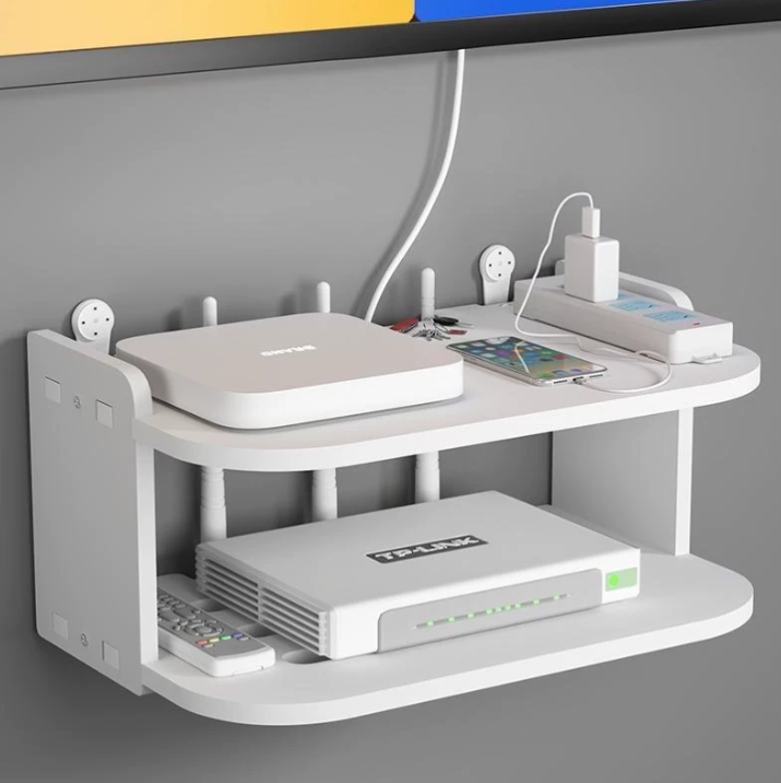 路由器放置架wifi收纳盒墙上置物架免打孔壁挂式电视机顶盒托架子,收纳整理,挂门置物架,淘宝优惠券,粉丝福利购,淘宝优惠卷