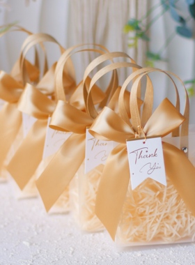 新年快乐礼品袋伴手礼生日开业回礼礼袋幼儿园手提透明袋礼盒空盒