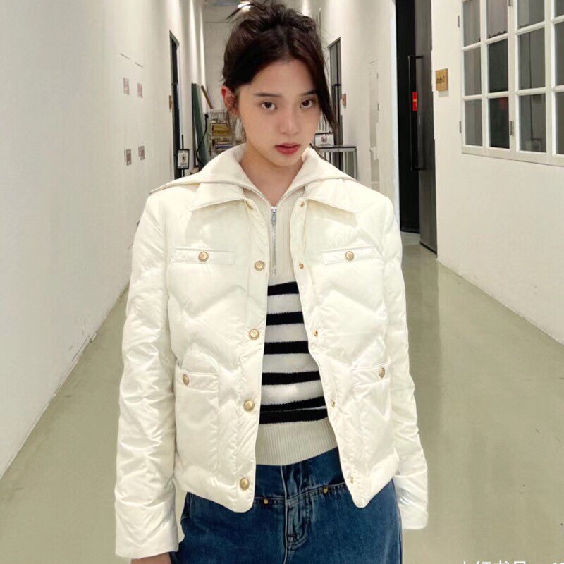 欧阳娜娜同款白色polo领j棉服女秋冬新款减龄轻薄小香风羽绒服外使用感如何?