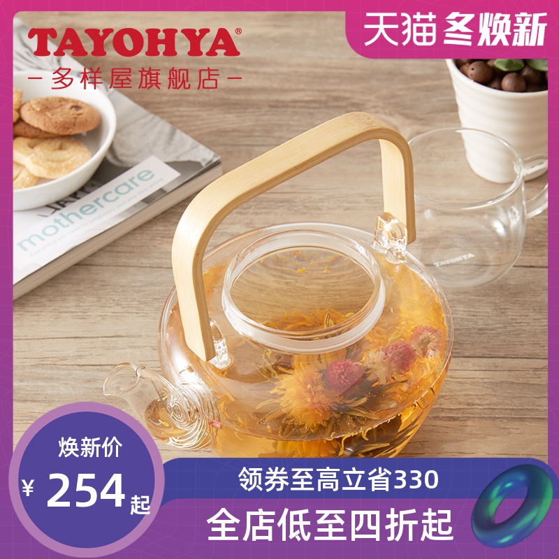 多样屋明雅玻璃茶具组日式和风一壶四杯耐热玻璃花茶壶家用泡茶壶|ruв категории посуда, чайный сервиз, кунг - Фу, чайный сервиз - от Buy2taobao.com для оказания профессиональной услуги покупки агента Taobao