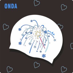 ONDA原创设计魔法棒烟花大头长发高弹护耳舒适不勒头防滑硅胶泳帽