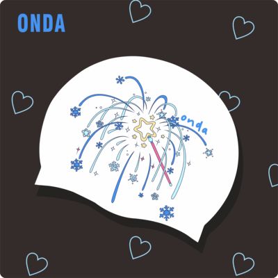 ONDA原创设计魔法棒烟花大头长发高弹护耳舒适不勒头防滑硅胶泳帽