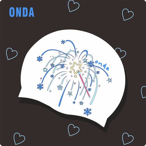 ONDA原创设计魔法棒烟花大头长发高弹护耳舒适不勒头防滑硅胶泳帽