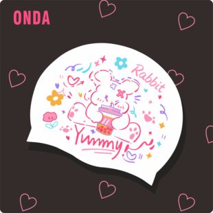 ONDA原创设计大头长发高弹护耳舒适不勒头防滑硅胶泳帽双面印花
