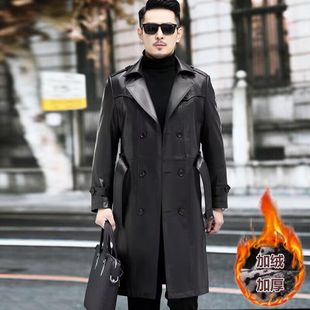 海宁真皮皮衣男款冬季新款中长款绵羊皮风衣男士皮毛一体外套大衣