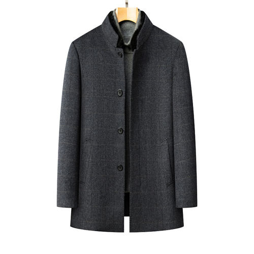 冬季双面呢羊毛大衣男中长款时尚立领羊绒风衣羽绒内胆加厚外套