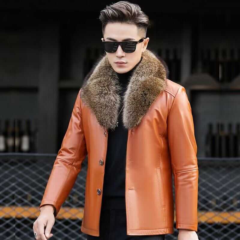 海宁男士加厚外套修身皮衣短款