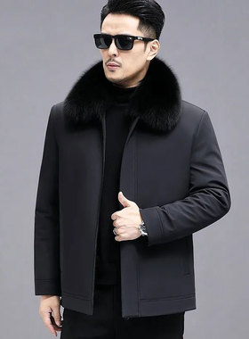 冬季男士中老年尼克服派克服大衣爸爸装外套山貂皮毛一体内胆皮草