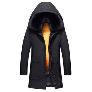 新款中老年羽绒服男加厚尼克服中长款派克服脱卸内胆爸爸冬装外套