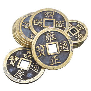 黄铜加厚铜钱摆件清代仿钱散钱五帝钱大钱大号顺治乾隆通宝散铜钱