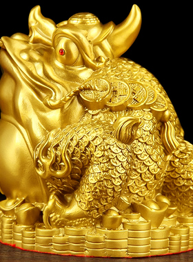 黄铜八卦金蟾摆件招财金钱元宝