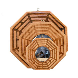 桃木八卦镜挂件八卦凸镜凹面镜镜玻璃镜面镜子工艺品摆件