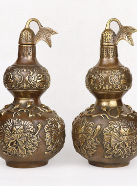 摆件纯铜仿古风开口葫芦工艺礼品