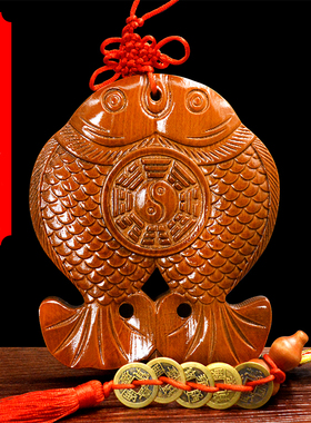 工艺雕刻桃木挂件风水八卦镜