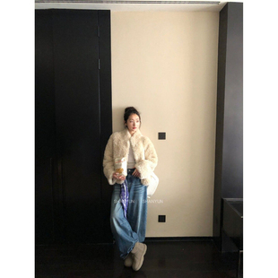 崇福衫韵“韩女杏子米”仿托卡环保皮草冬装毛毛大衣韩