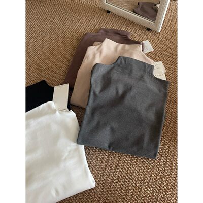 supermanman studio无缝半高领双面磨毛打底衫保暖内搭外穿长袖T