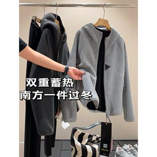 TASHE她奢双重蓄热立体剪裁摇粒绒秋冬保暖连帽男女款外套