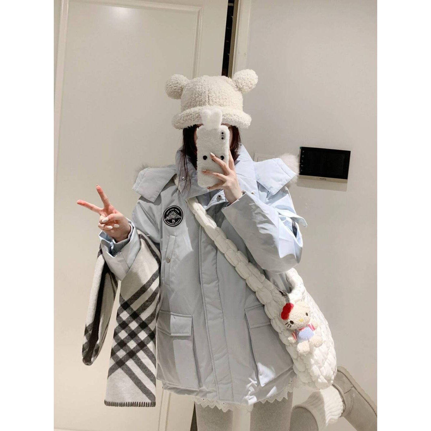 努力当个富婆冰岛极夜大毛领派克服外套女2025新款加厚工装棉衣