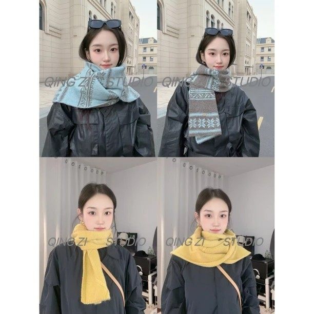 晴子Studio服配北欧围巾糖果色多种戴法针织围巾保暖围脖披肩图片