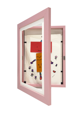 A4磁吸翻盖收纳画框儿童画立体画手工作品收纳展示作品墙蓝色粉色