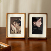 复古黑胡桃洗照片装 饰挂件 裱相框摆台DIY胡桃实木榫卯中空画框装