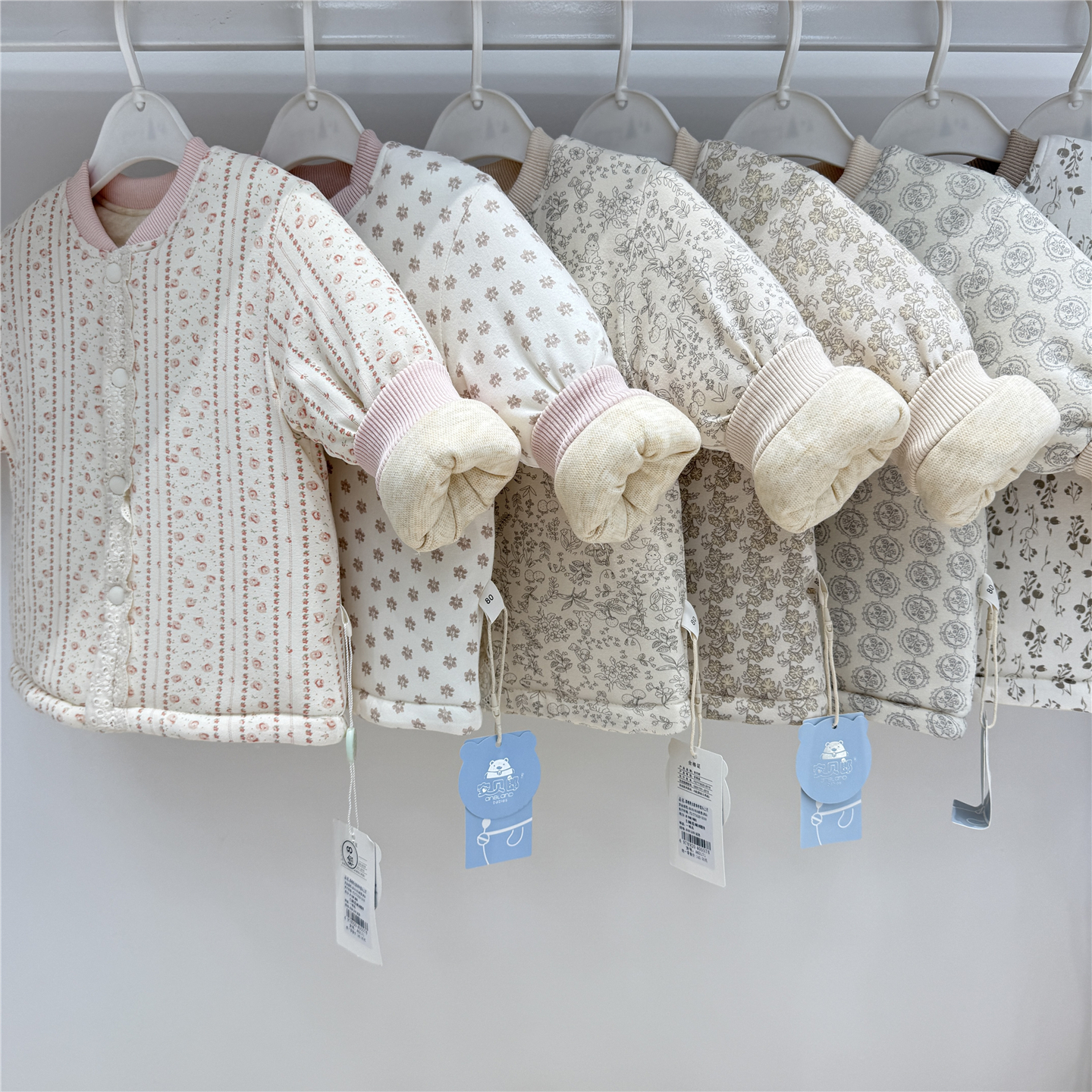 宝宝秋冬厚棉上衣婴儿夹棉开衫家居外套小童加厚保暖棉袄丝棉300g