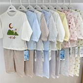 圆领套装 薄款 纯棉空调服婴儿分体衣服 冰川棉长袖 安卡米宝宝夏季