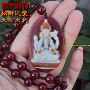 西藏密宗财神 红玉髓吊坠挂件项链 招财进宝大吉大利复古百搭男女