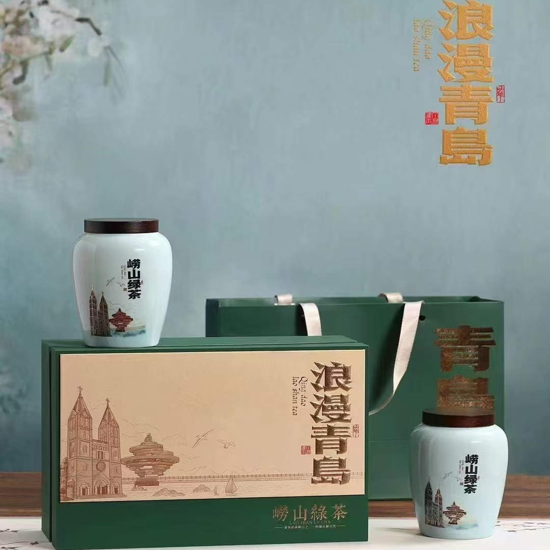 正宗头采崂山绿茶茗苑春手工扁茶