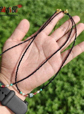 2025新款女锁骨链孔雀石小珠子手工珠子天然石小众复古串珠项链